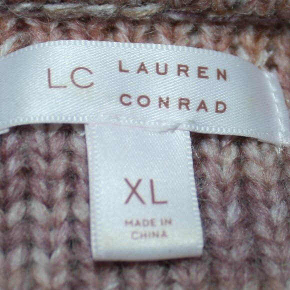 LC LAUREN CONRAD Sweater Ombre Cable Knit Sleeve Oversized Marled Fall X-Large - Picture 5 of 12